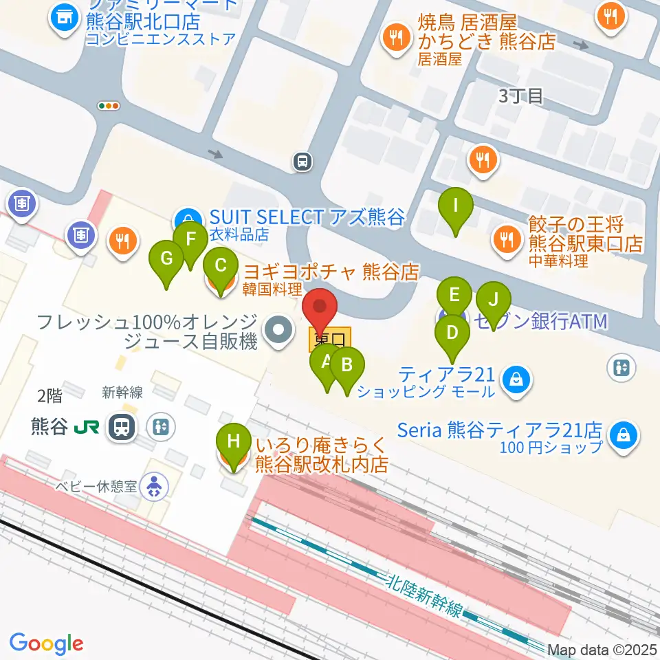 FMクマガヤ周辺のファミレス・ファーストフード一覧地図