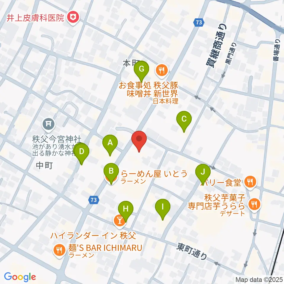 ちちぶエフエム周辺のファミレス・ファーストフード一覧地図