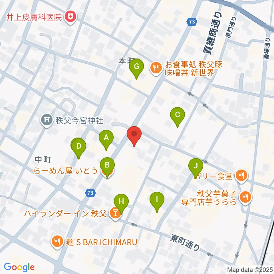 ちちぶエフエム周辺のファミレス・ファーストフード一覧地図