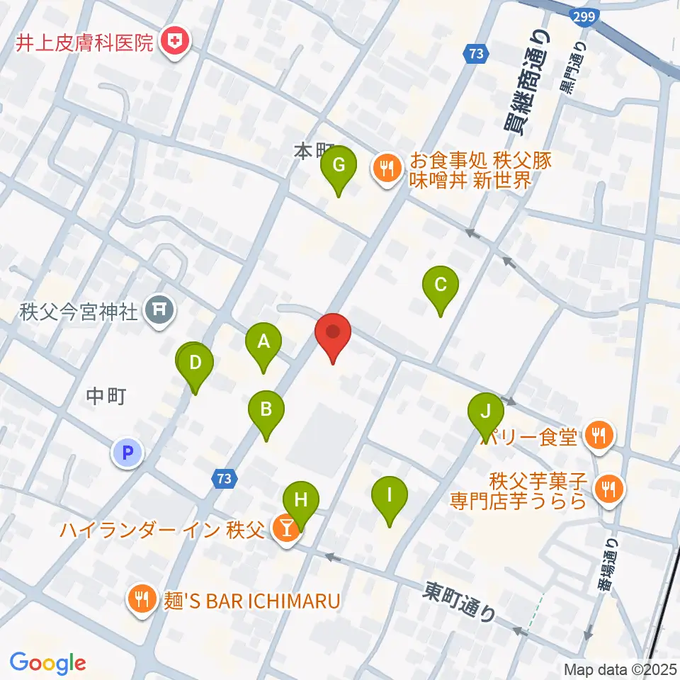 ちちぶエフエム周辺のファミレス・ファーストフード一覧地図