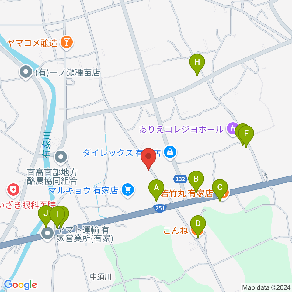 FMひまわり周辺のファミレス・ファーストフード一覧地図