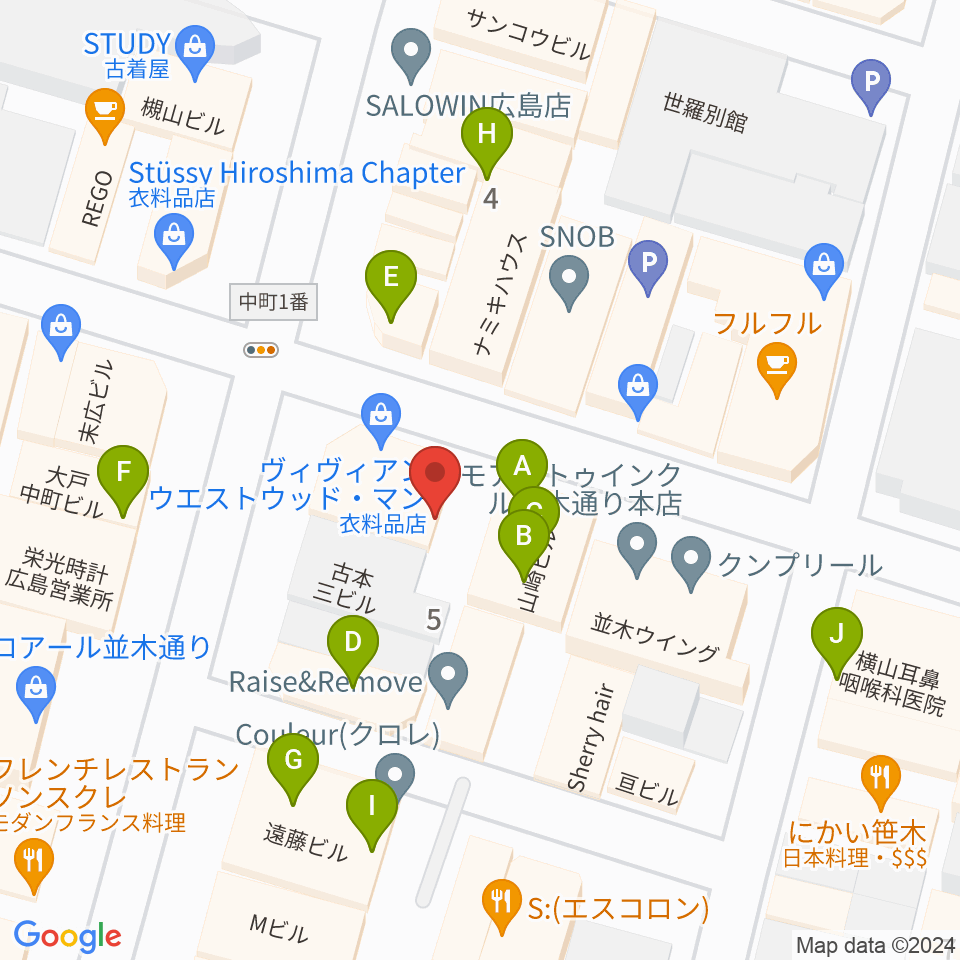 広島STUDIO25周辺のファミレス・ファーストフード一覧地図