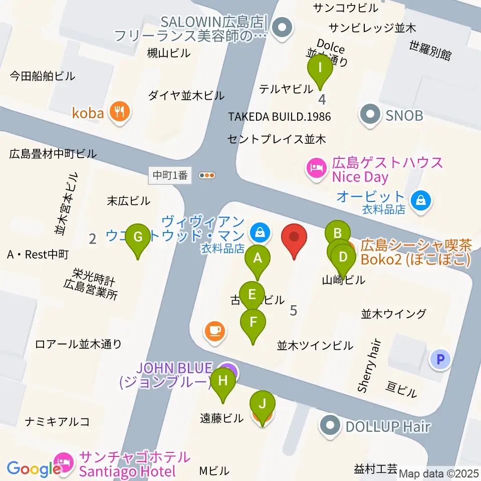 広島STUDIO25周辺のファミレス・ファーストフード一覧地図