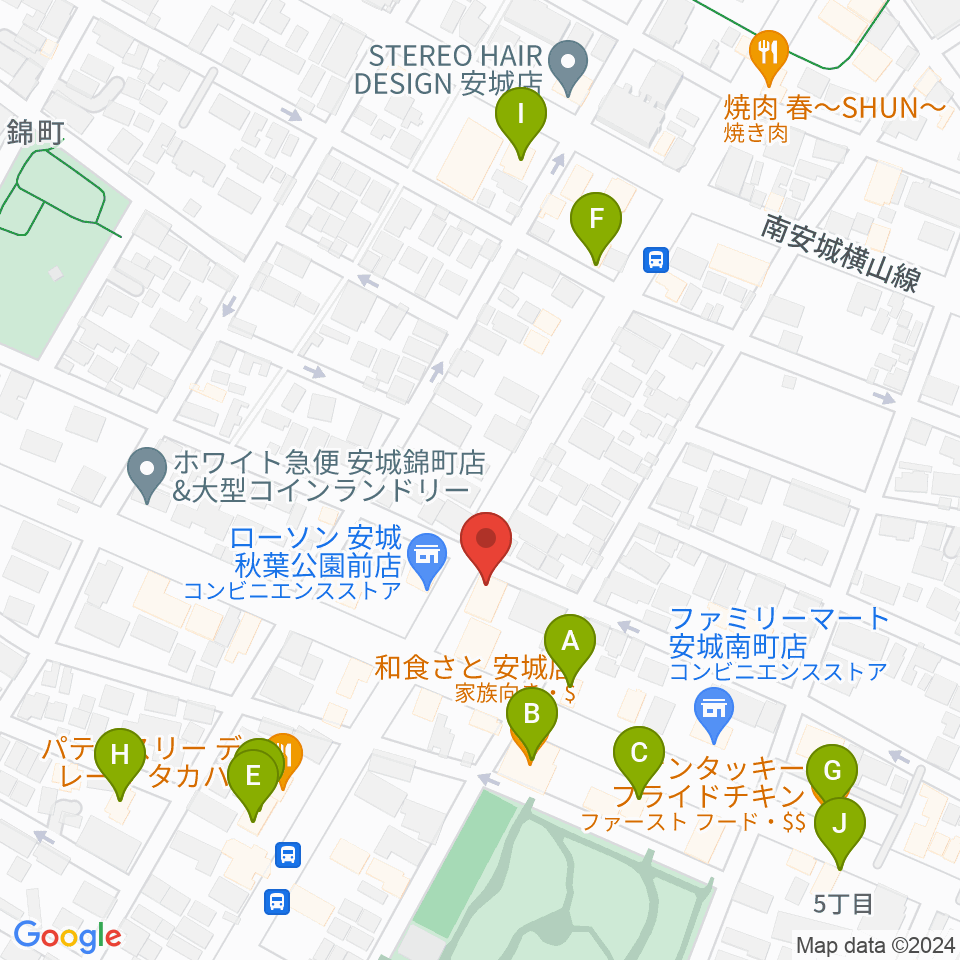 ギターショップメイヤ周辺のファミレス・ファーストフード一覧地図