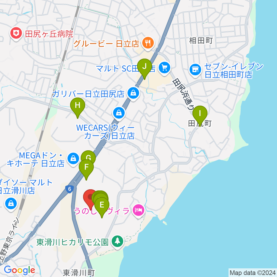 シネマサンライズ周辺のファミレス・ファーストフード一覧地図