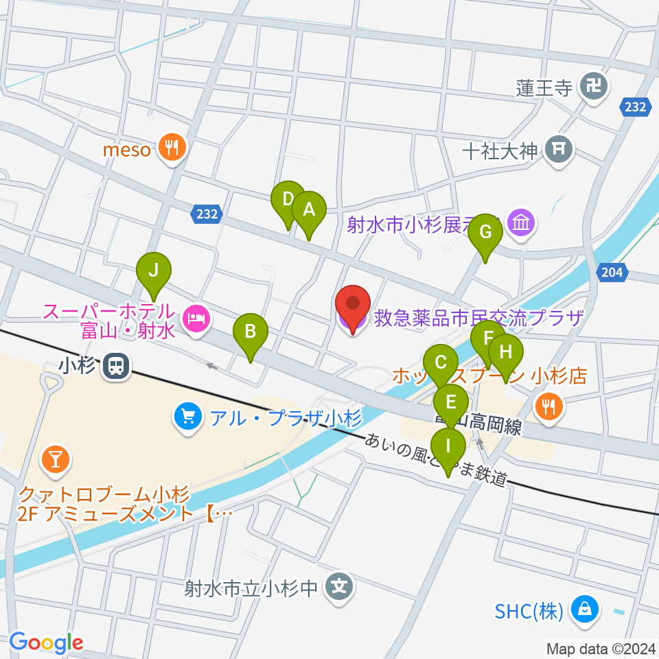 救急薬品市民交流プラザ（QQPlaza）周辺のファミレス・ファーストフード一覧地図