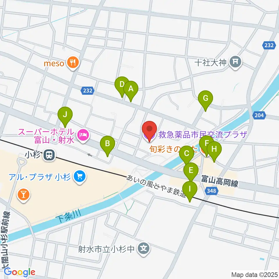 救急薬品市民交流プラザ QQPlaza周辺のファミレス・ファーストフード一覧地図