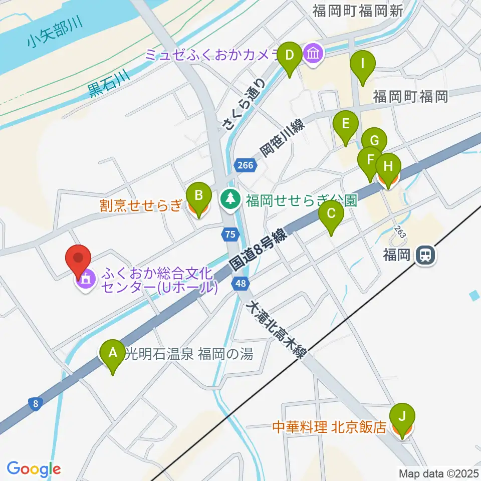 高岡市ふくおか総合文化センターＵホール周辺のファミレス・ファーストフード一覧地図