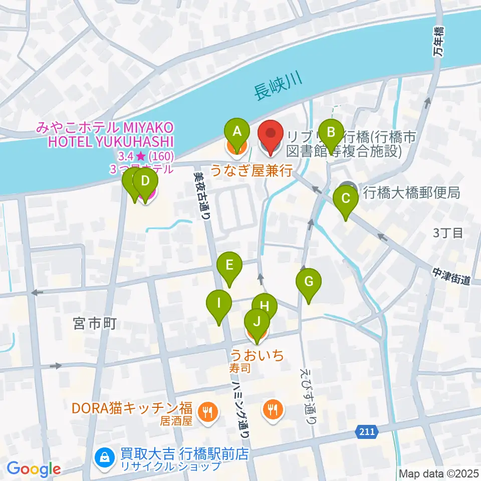 リブリオ行橋周辺のファミレス・ファーストフード一覧地図
