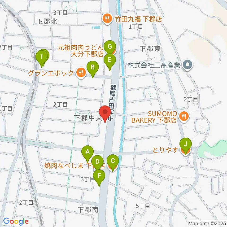 カネトウ楽器 大分店周辺のファミレス・ファーストフード一覧地図