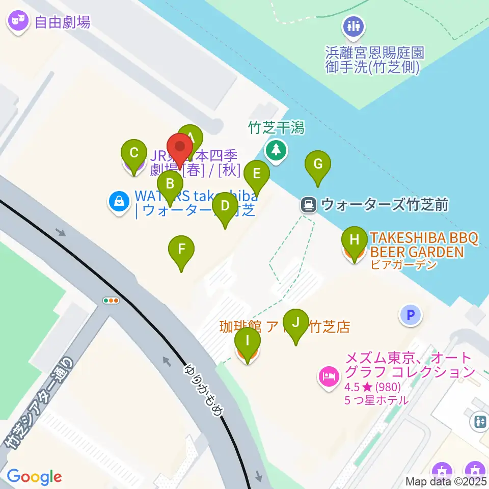 JR東日本四季劇場［秋］周辺のファミレス・ファーストフード一覧地図