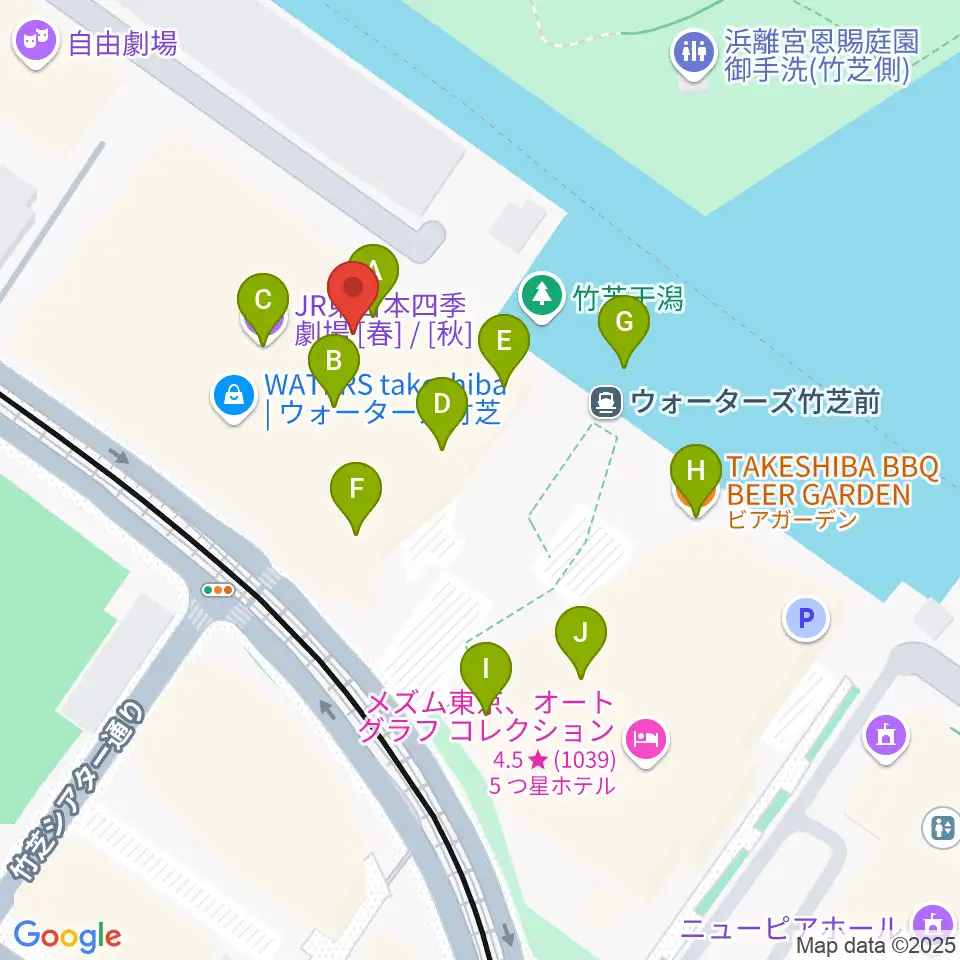 JR東日本四季劇場［秋］周辺のファミレス・ファーストフード一覧地図