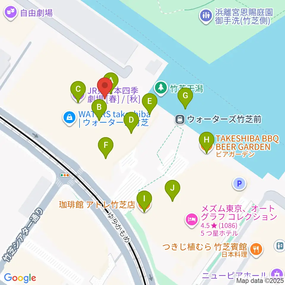 JR東日本四季劇場［秋］周辺のファミレス・ファーストフード一覧地図