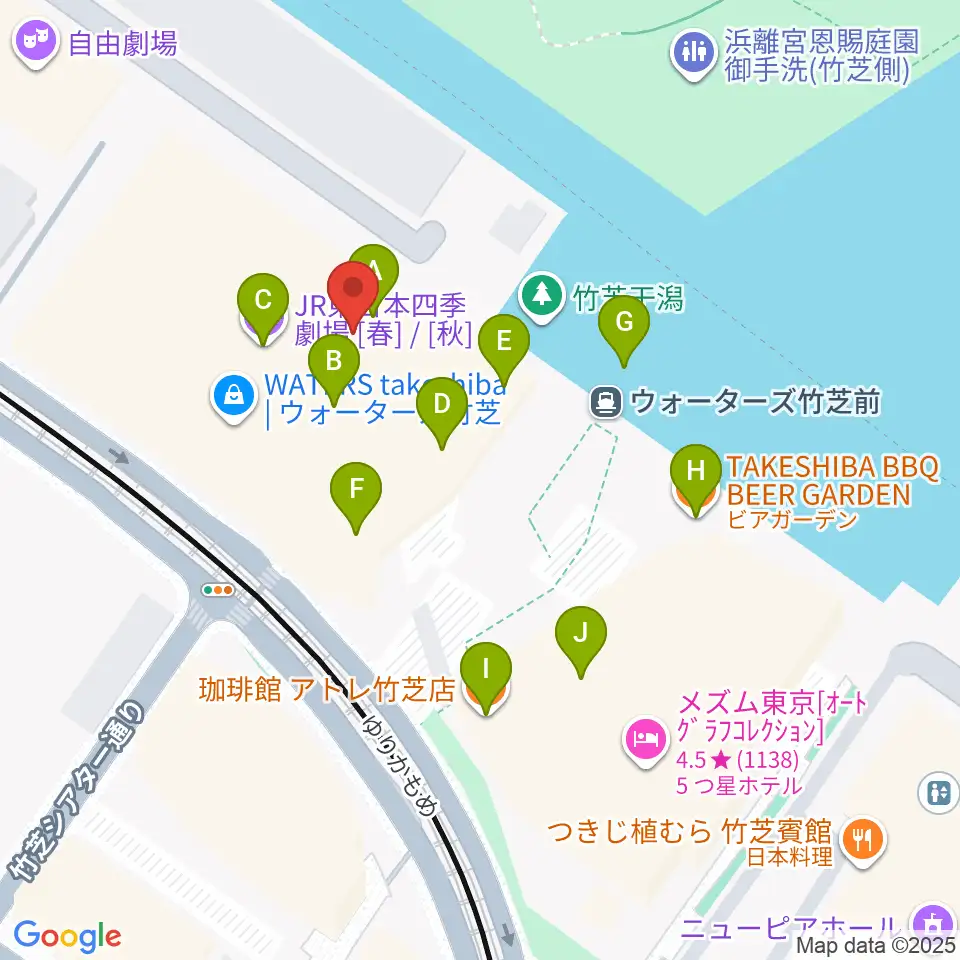 JR東日本四季劇場［秋］周辺のファミレス・ファーストフード一覧地図