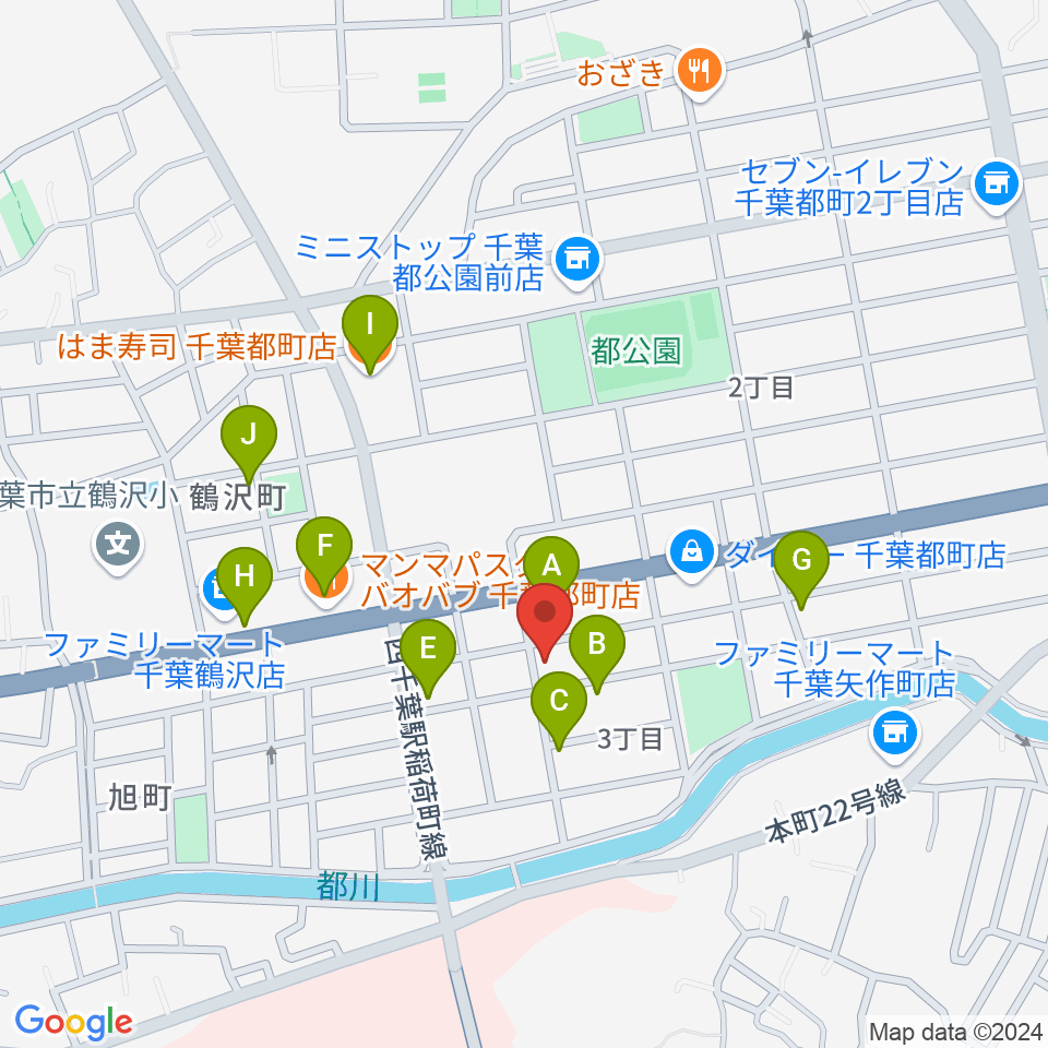 千葉2AWスクエア周辺のファミレス・ファーストフード一覧地図