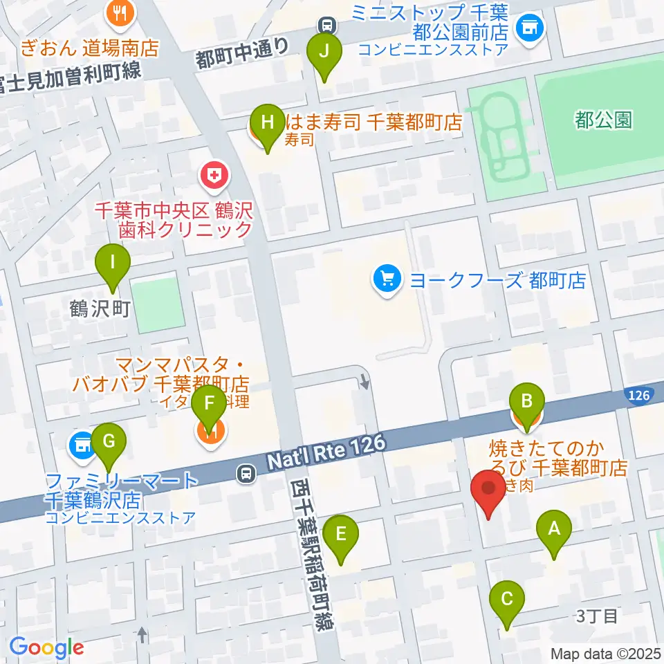 千葉2AWスクエア周辺のファミレス・ファーストフード一覧地図
