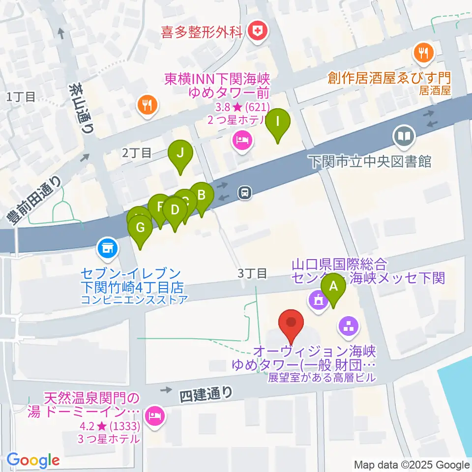 海峡メッセ下関周辺のファミレス・ファーストフード一覧地図