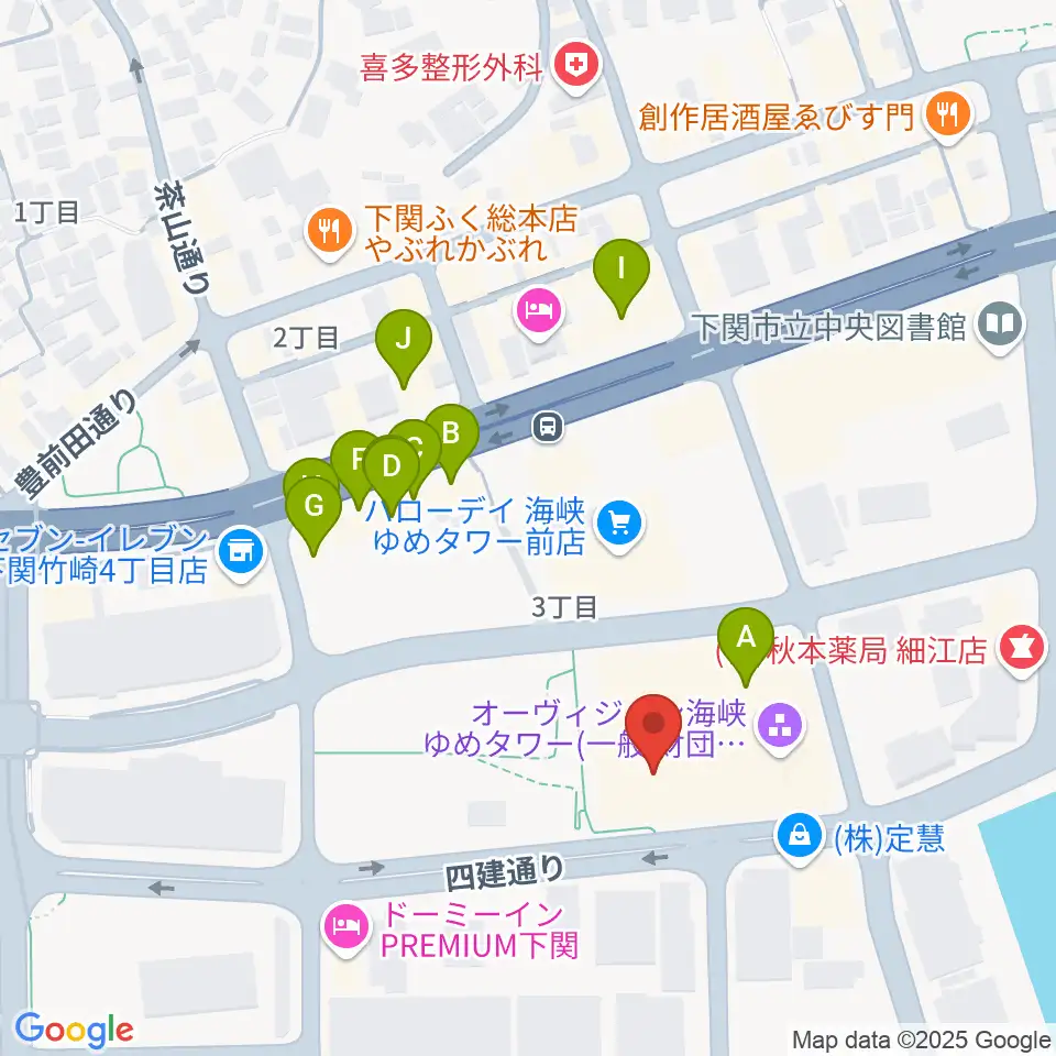 海峡メッセ下関周辺のファミレス・ファーストフード一覧地図