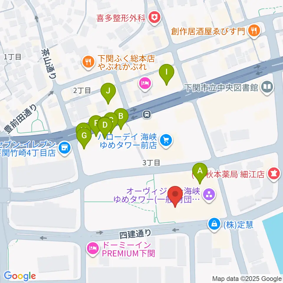 海峡メッセ下関周辺のファミレス・ファーストフード一覧地図
