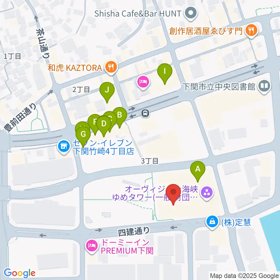 海峡メッセ下関周辺のファミレス・ファーストフード一覧地図