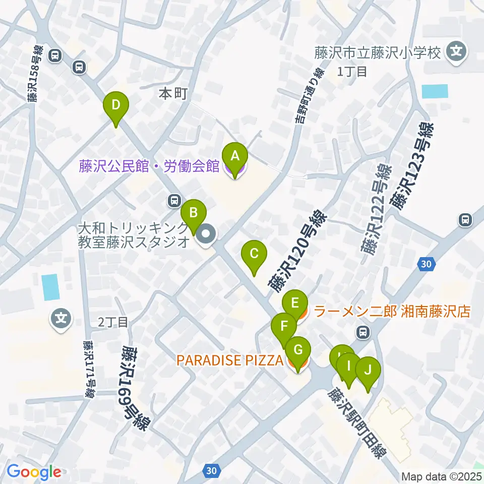 Fプレイス周辺のファミレス・ファーストフード一覧地図