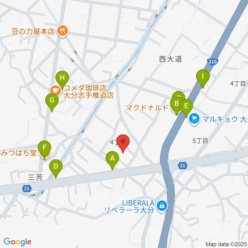 音楽教室Cafe 三月の水周辺のファミレス・ファーストフード一覧地図