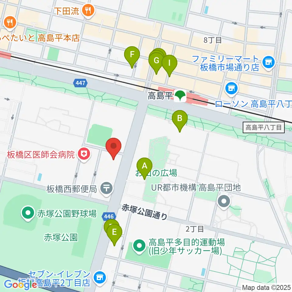 高島平区民館ホール周辺のファミレス・ファーストフード一覧地図