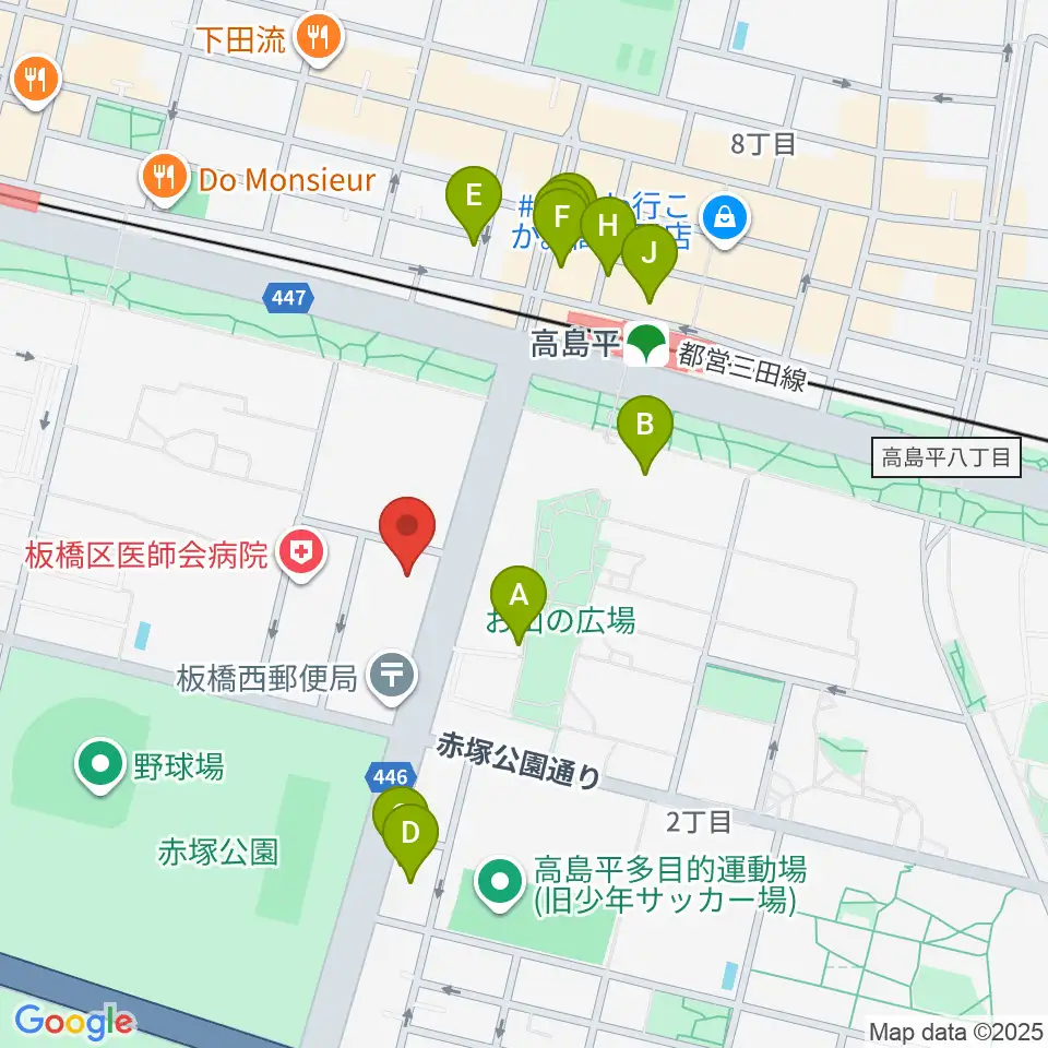 高島平区民館周辺のファミレス・ファーストフード一覧地図