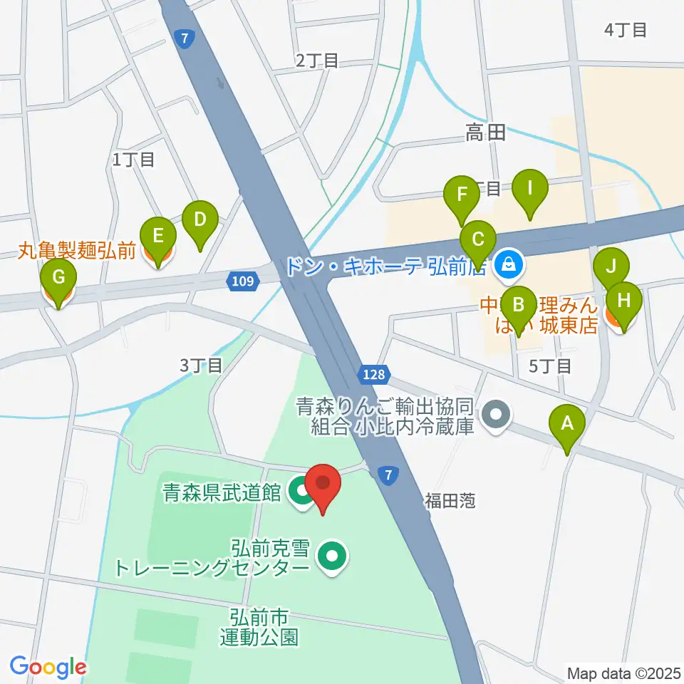 青森県武道館周辺のファミレス・ファーストフード一覧地図