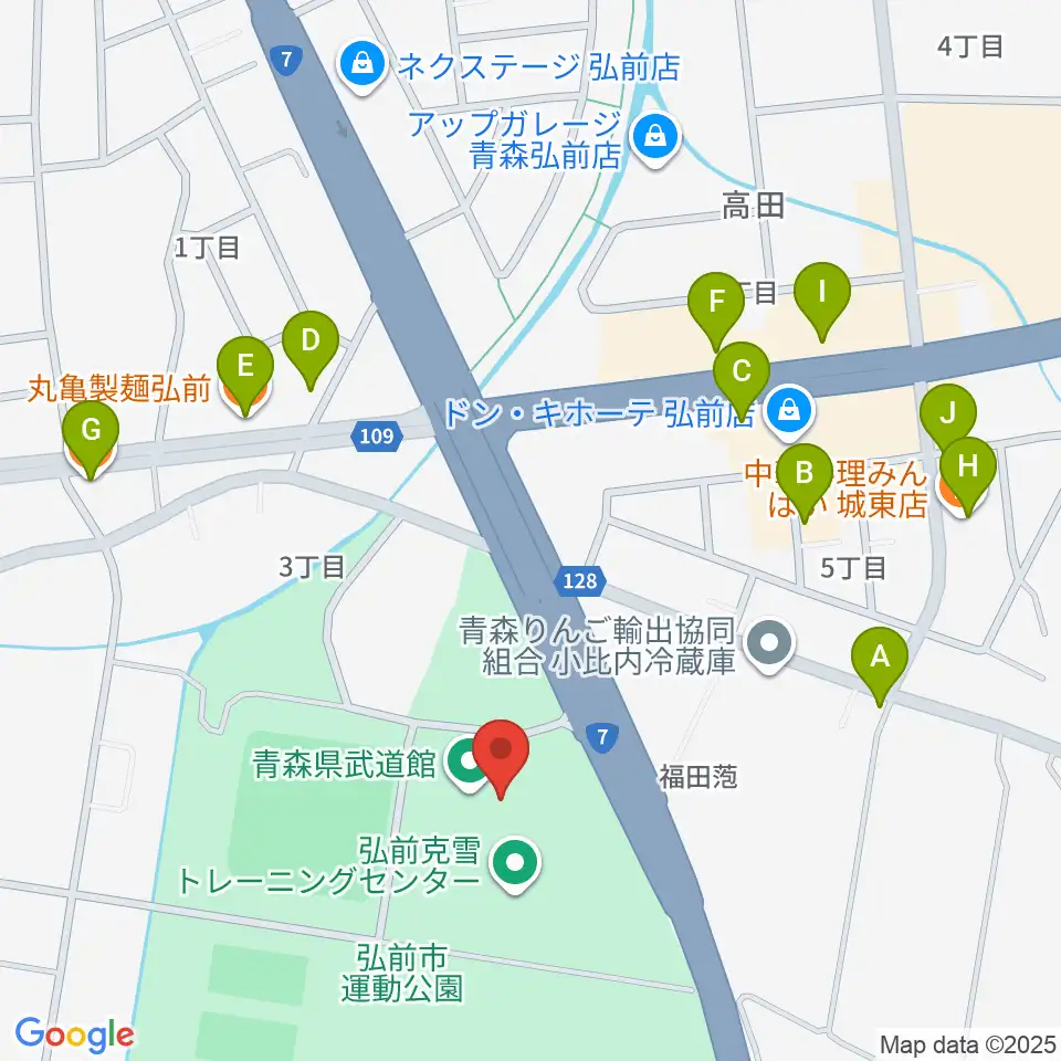 青森県武道館周辺のファミレス・ファーストフード一覧地図