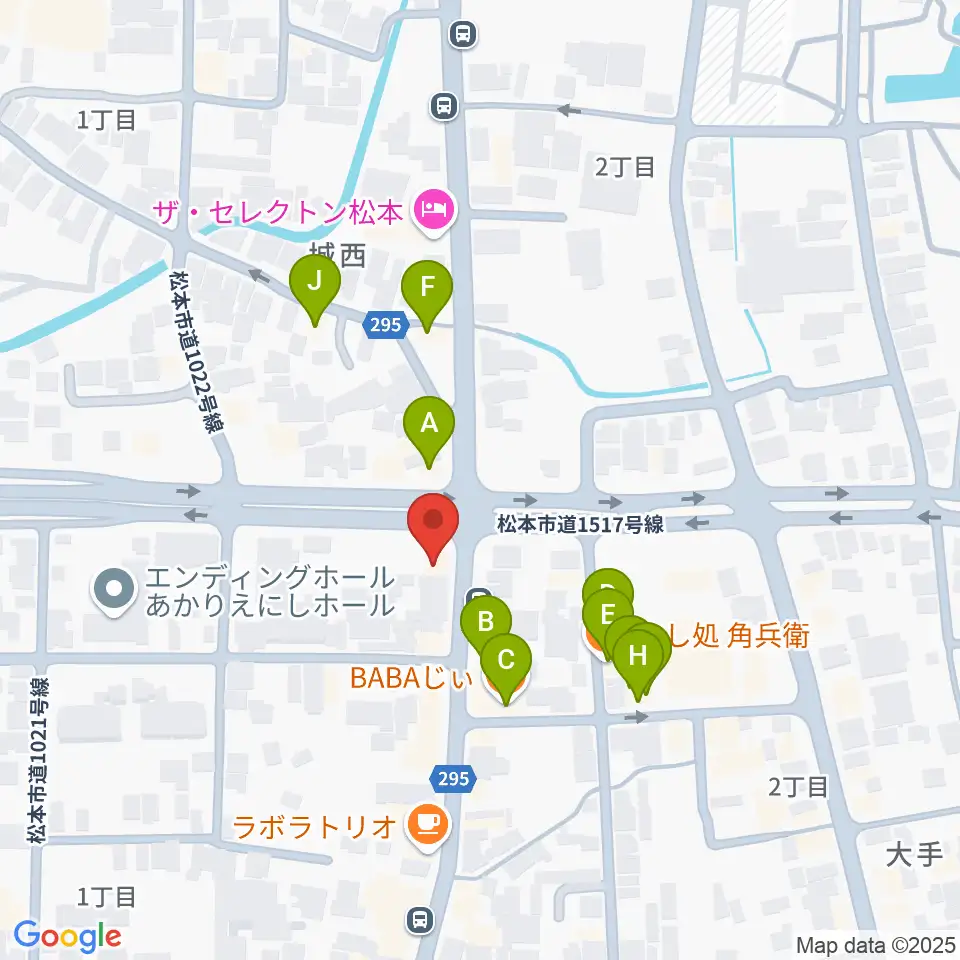 日本ヴァイオリン松本店周辺のファミレス・ファーストフード一覧地図