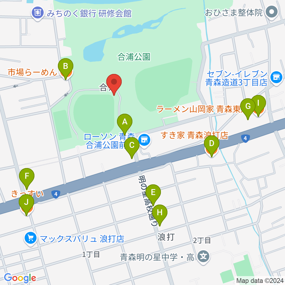 ダイシンベースボールスタジアム周辺のファミレス・ファーストフード一覧地図