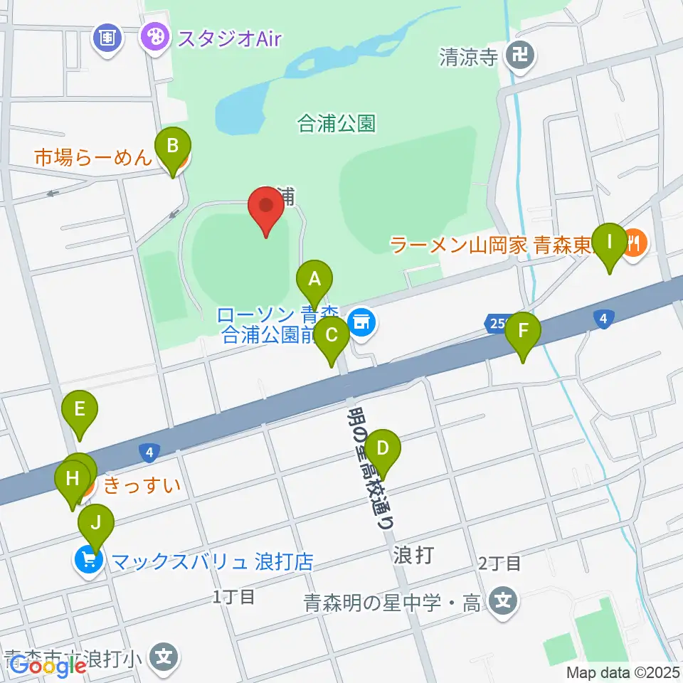 ダイシンベースボールスタジアム周辺のファミレス・ファーストフード一覧地図