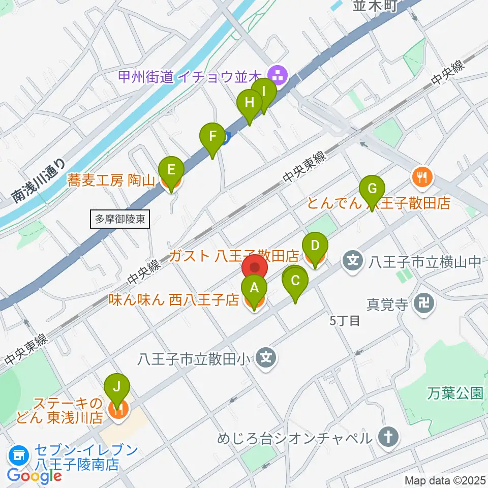 おんがく教室ここのね周辺のファミレス・ファーストフード一覧地図