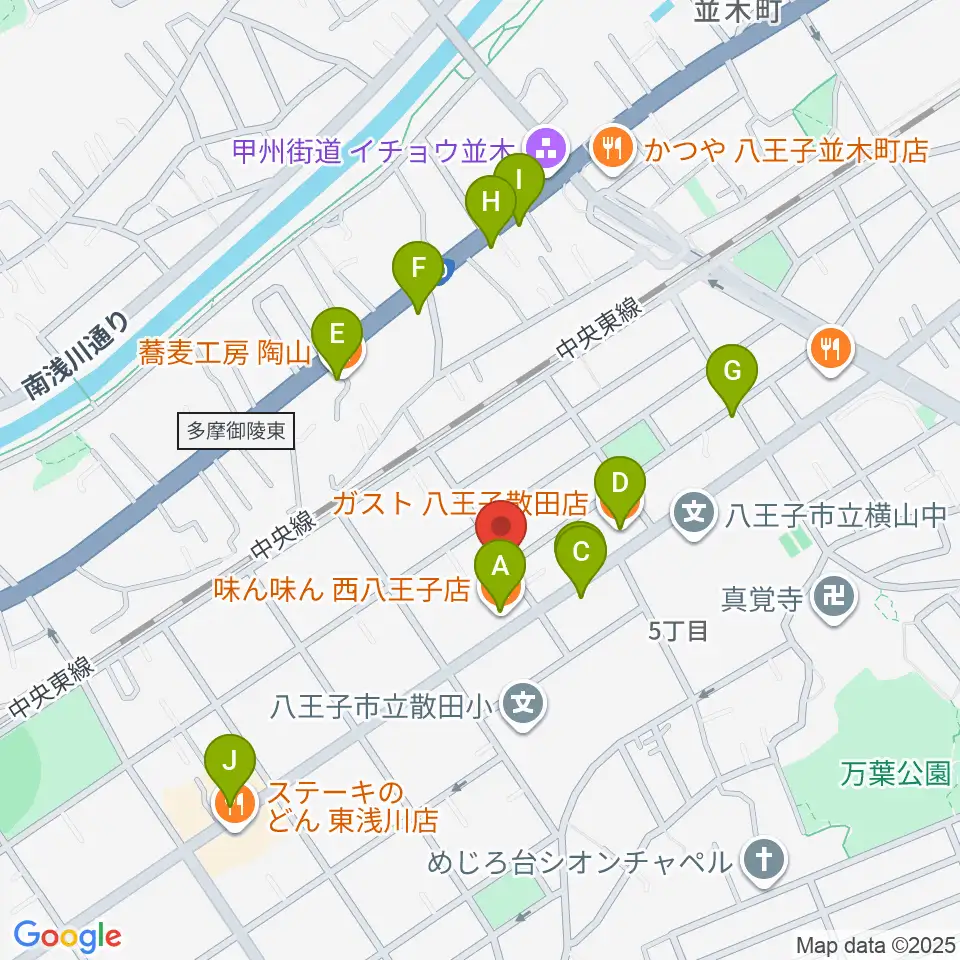 おんがく教室ここのね周辺のファミレス・ファーストフード一覧地図