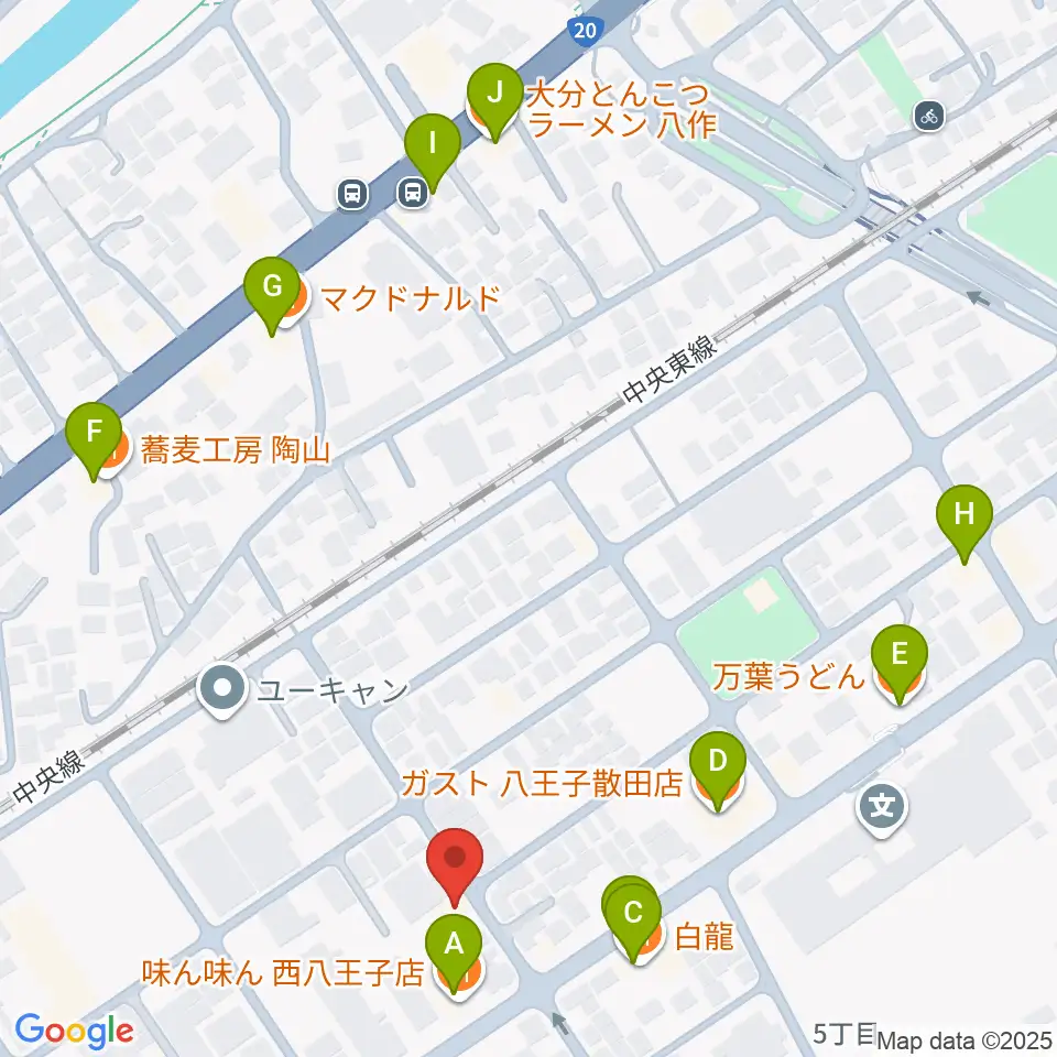 おんがく教室ここのね周辺のファミレス・ファーストフード一覧地図