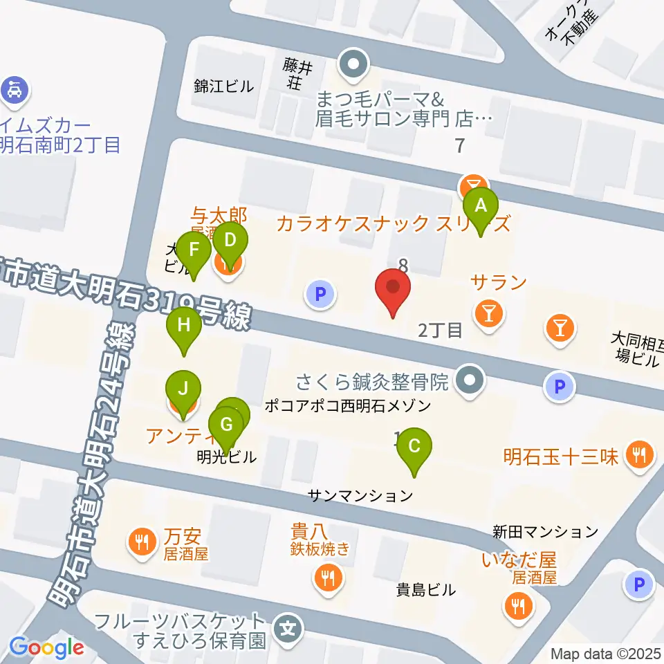 studio9th周辺のファミレス・ファーストフード一覧地図