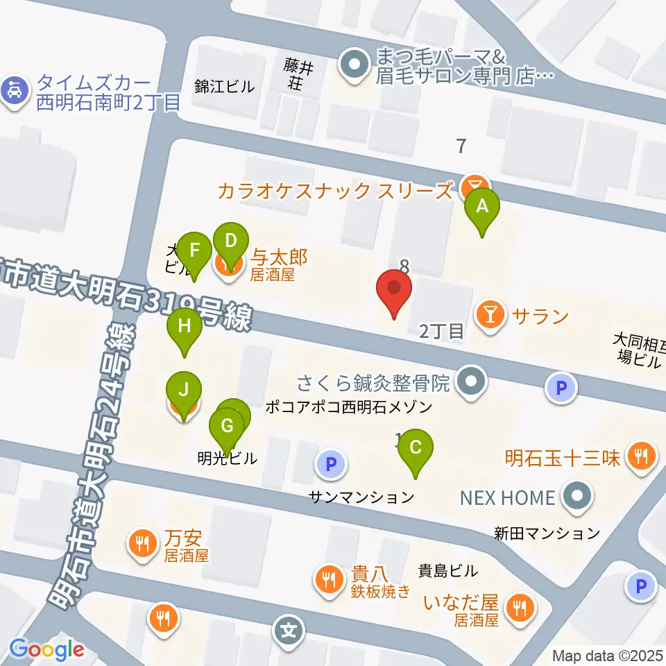 studio9th周辺のファミレス・ファーストフード一覧地図