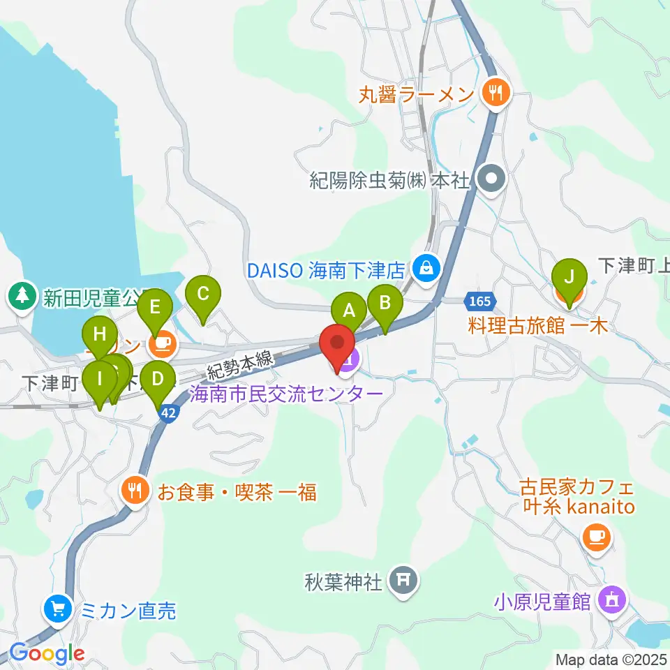海南市民交流センター周辺のファミレス・ファーストフード一覧地図