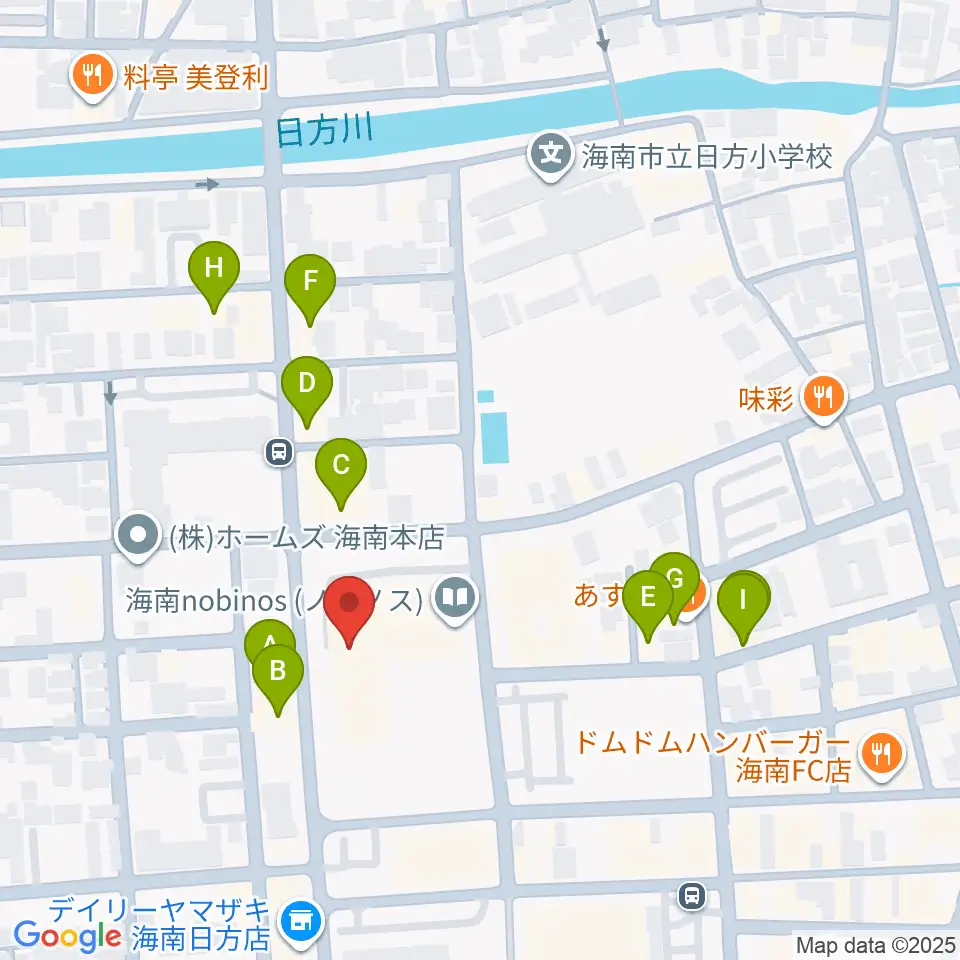 海南nobinos周辺のファミレス・ファーストフード一覧地図