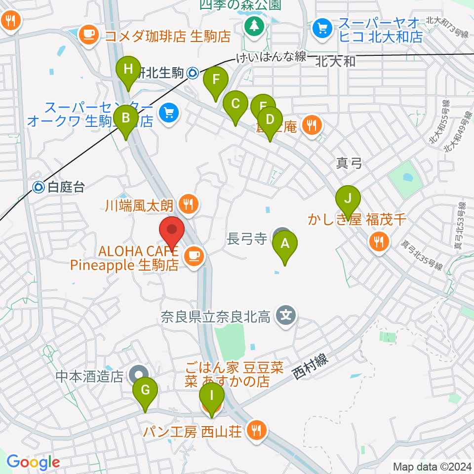 北コミュニティセンター ISTAはばたき周辺のファミレス・ファーストフード一覧地図