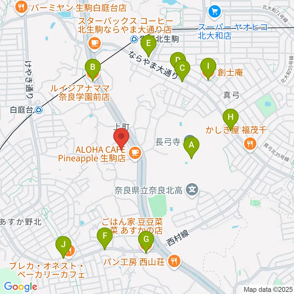 北コミュニティセンター ISTAはばたき周辺のファミレス・ファーストフード一覧地図