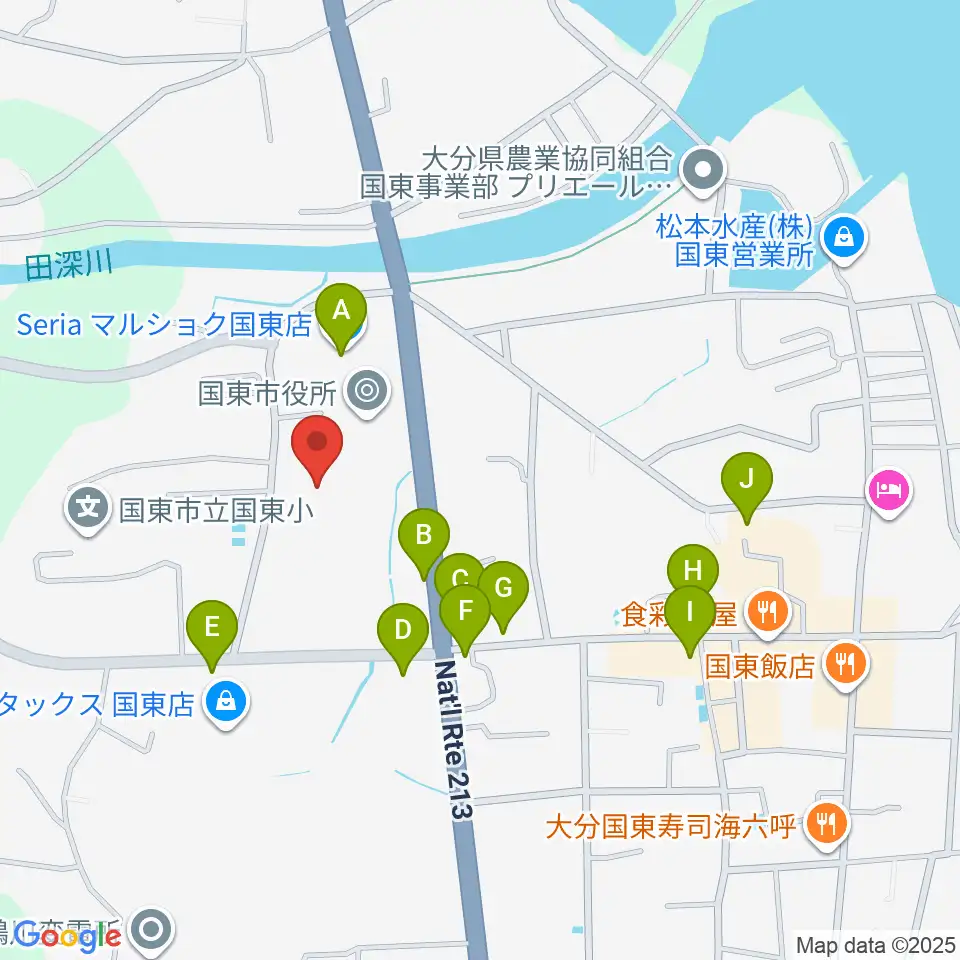 アストくにさき周辺のファミレス・ファーストフード一覧地図