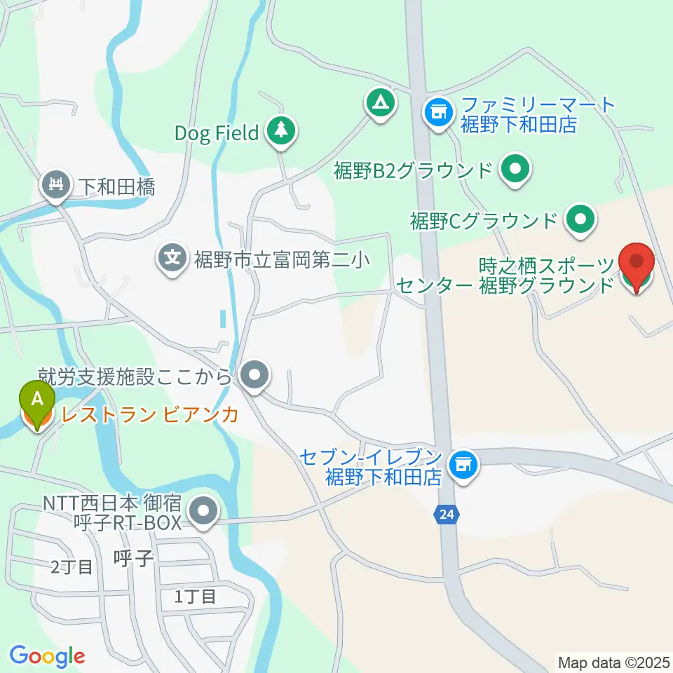 時之栖スポーツセンター 裾野グラウンド周辺のファミレス・ファーストフード一覧地図