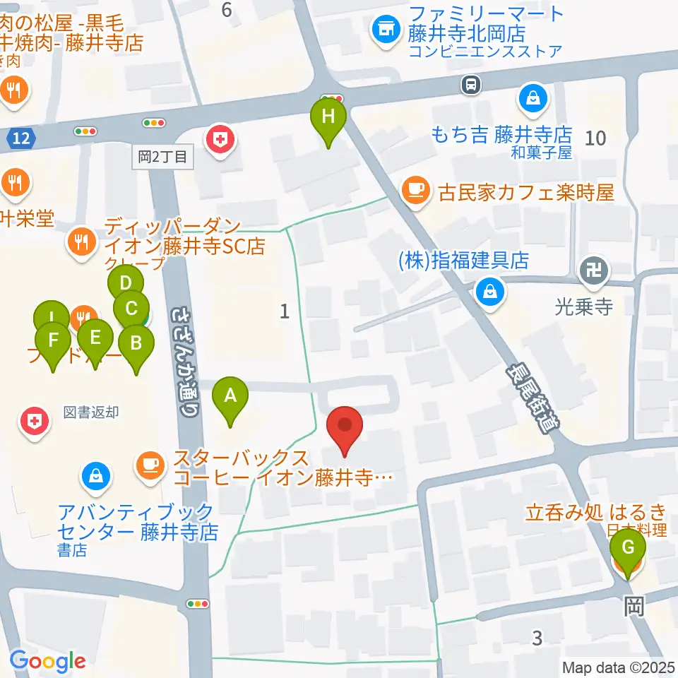 ひろみ音楽教室周辺のファミレス・ファーストフード一覧地図