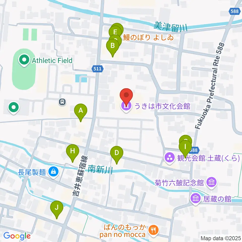 白壁ホール周辺のファミレス・ファーストフード一覧地図