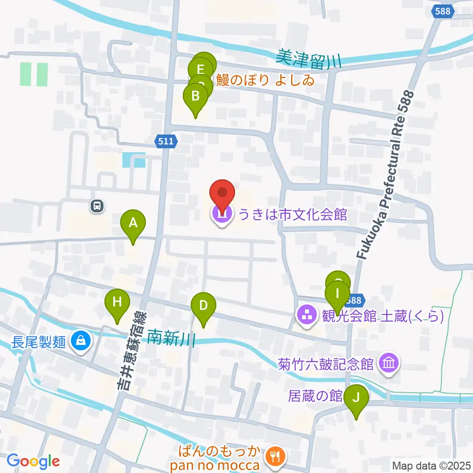 白壁ホール周辺のファミレス・ファーストフード一覧地図