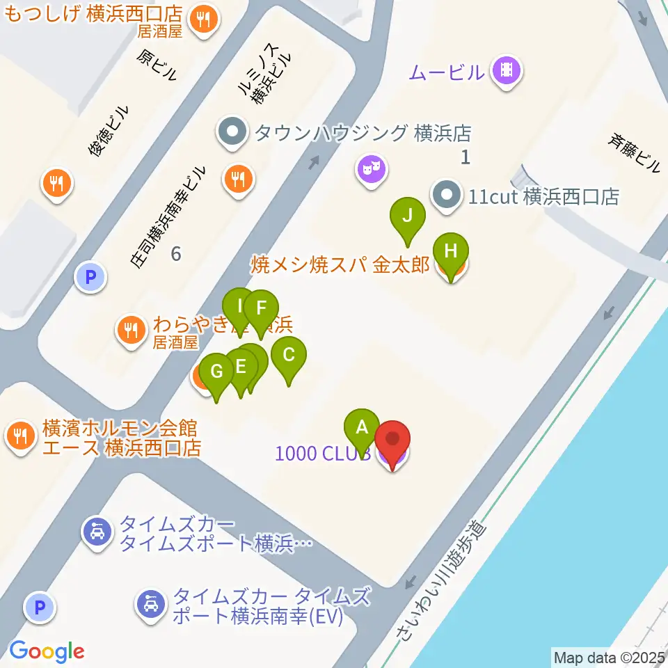1000 CLUB周辺のファミレス・ファーストフード一覧地図