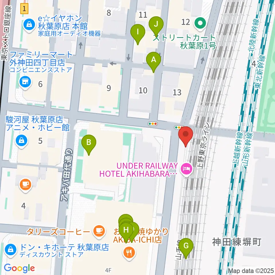 TAIKO-LAB 秋葉原周辺のファミレス・ファーストフード一覧地図