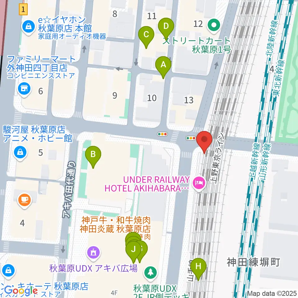 TAIKO-LAB秋葉原周辺のファミレス・ファーストフード一覧地図